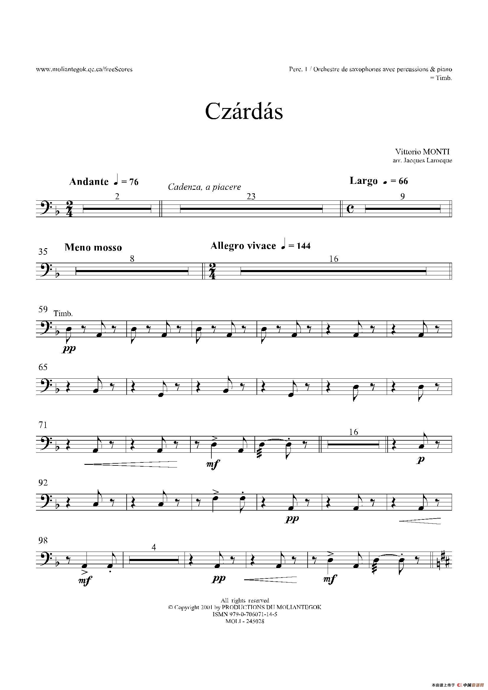 Czardas 查尔达斯（15重奏）（5副打击乐）其它曲谱（图1）
