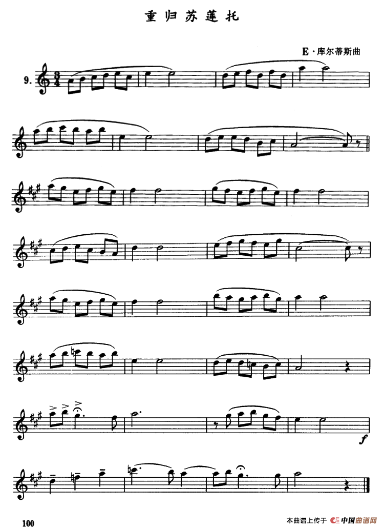 重归苏莲托（单簧管）其它曲谱（图1）