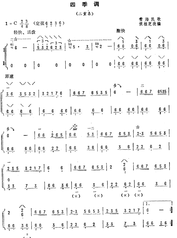 四季调（琵琶二重奏）1其它曲谱（图1）