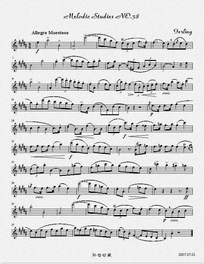 四十八首旋律练习曲之三十八萨克斯曲谱（图1）