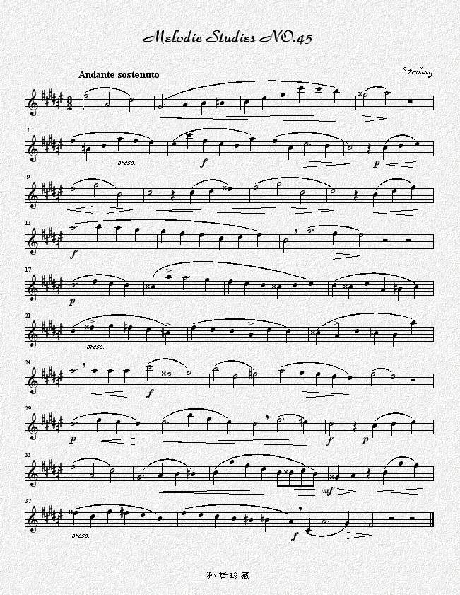四十八首旋律练习曲之四十五萨克斯曲谱（图1）
