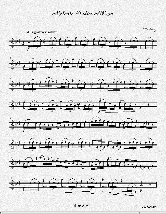 四十八首旋律练习曲之三十四萨克斯曲谱（图1）