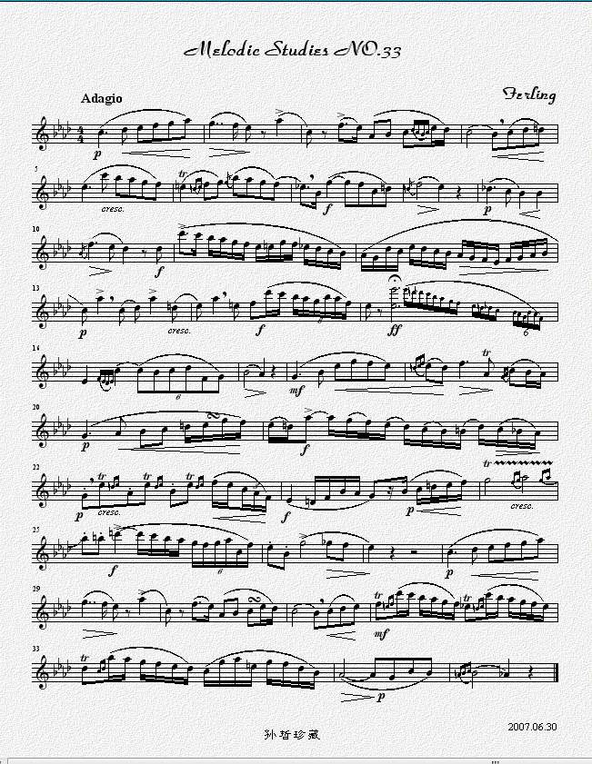 四十八首旋律练习曲之三十三萨克斯曲谱（图1）