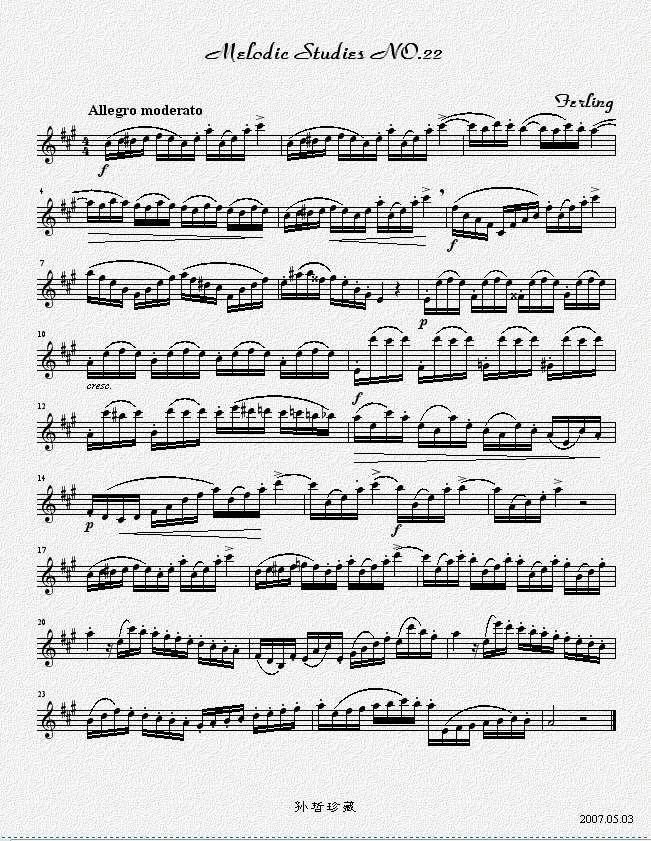 四十八首旋律练习曲之二十二萨克斯曲谱（图1）