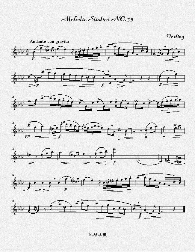 四十八首旋律练习曲之三十五萨克斯曲谱（图1）