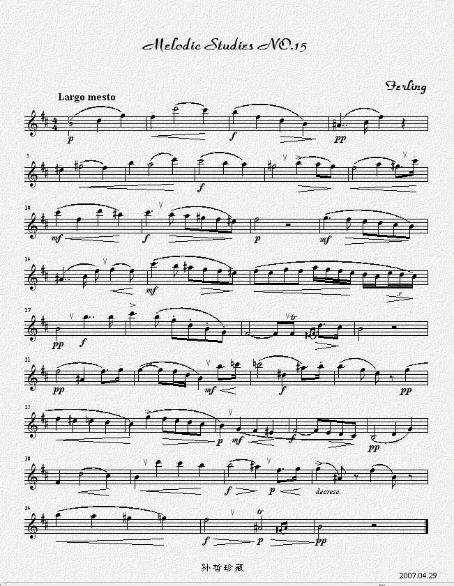 四十八首旋律练习曲之十五萨克斯曲谱（图1）