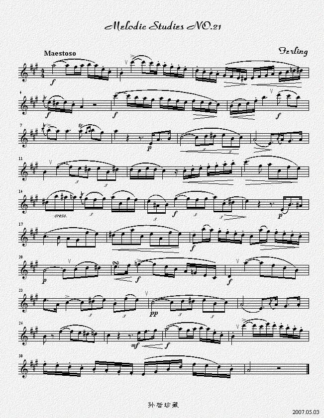 四十八首旋律练习曲之二十一萨克斯曲谱（图1）