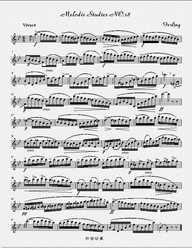 四十八首旋律练习曲之十八萨克斯曲谱（图1）