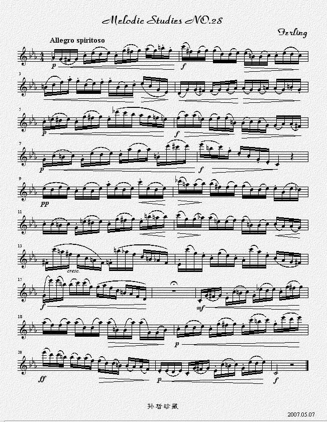 四十八首旋律练习曲之二十八萨克斯曲谱（图1）