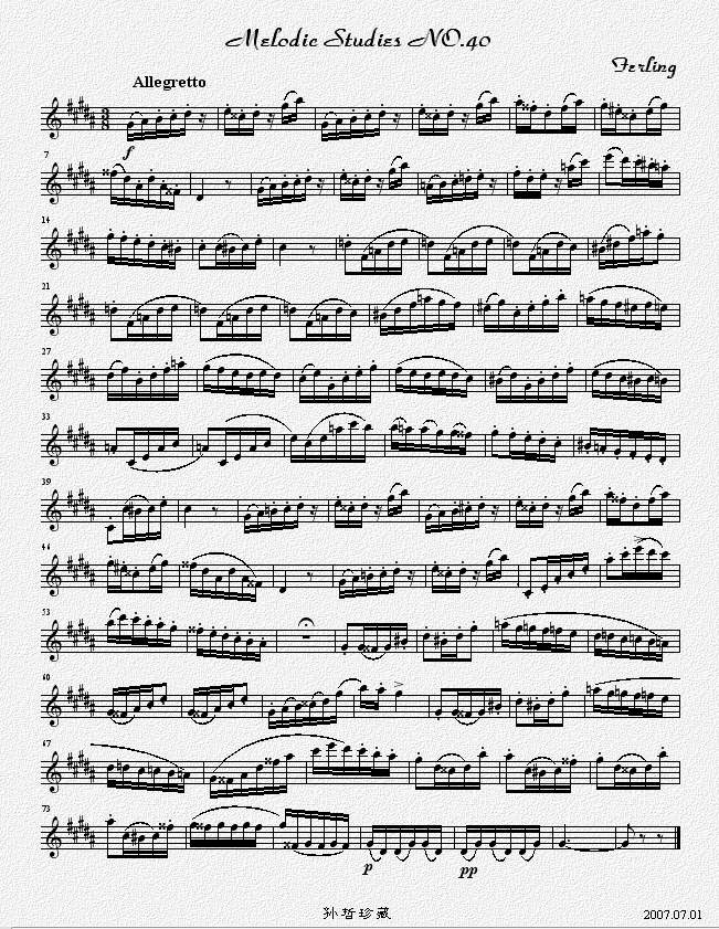 四十八首旋律练习曲之四十萨克斯曲谱（图1）