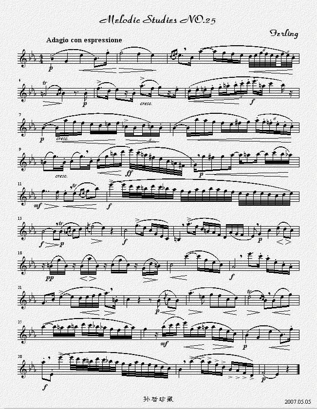 四十八首旋律练习曲之二十五萨克斯曲谱（图1）