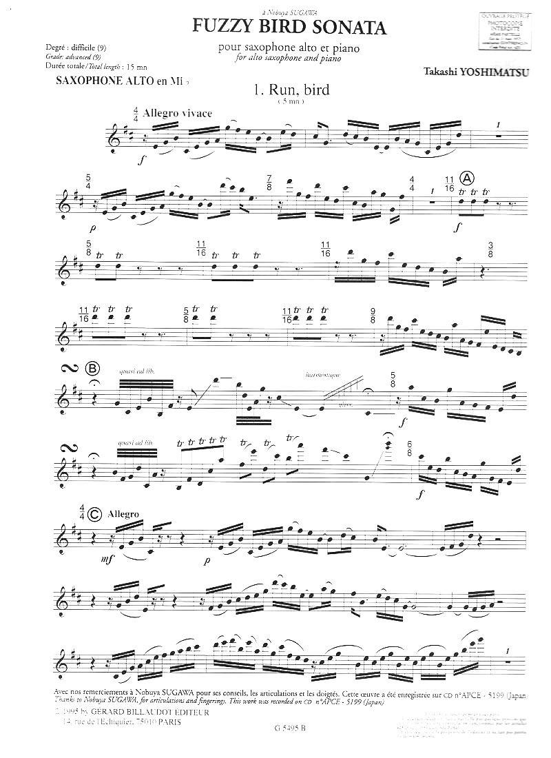 毛绒鸟奏鸣曲之一（须川展也的《Fuzzy Bird Sonata》）萨克斯曲谱（图1）
