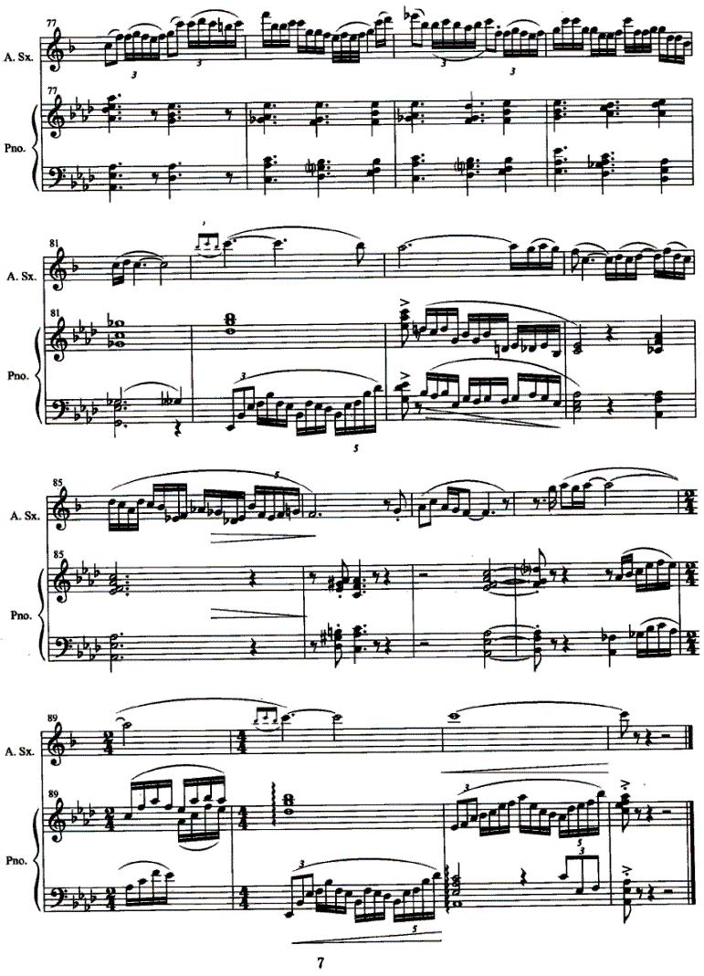 心约（中音萨克斯管+钢琴）萨克斯曲谱（图7）