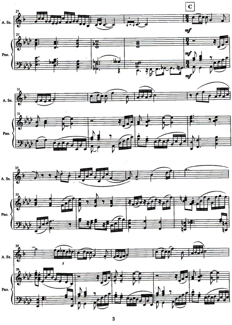 心约（中音萨克斯管+钢琴）萨克斯曲谱（图3）