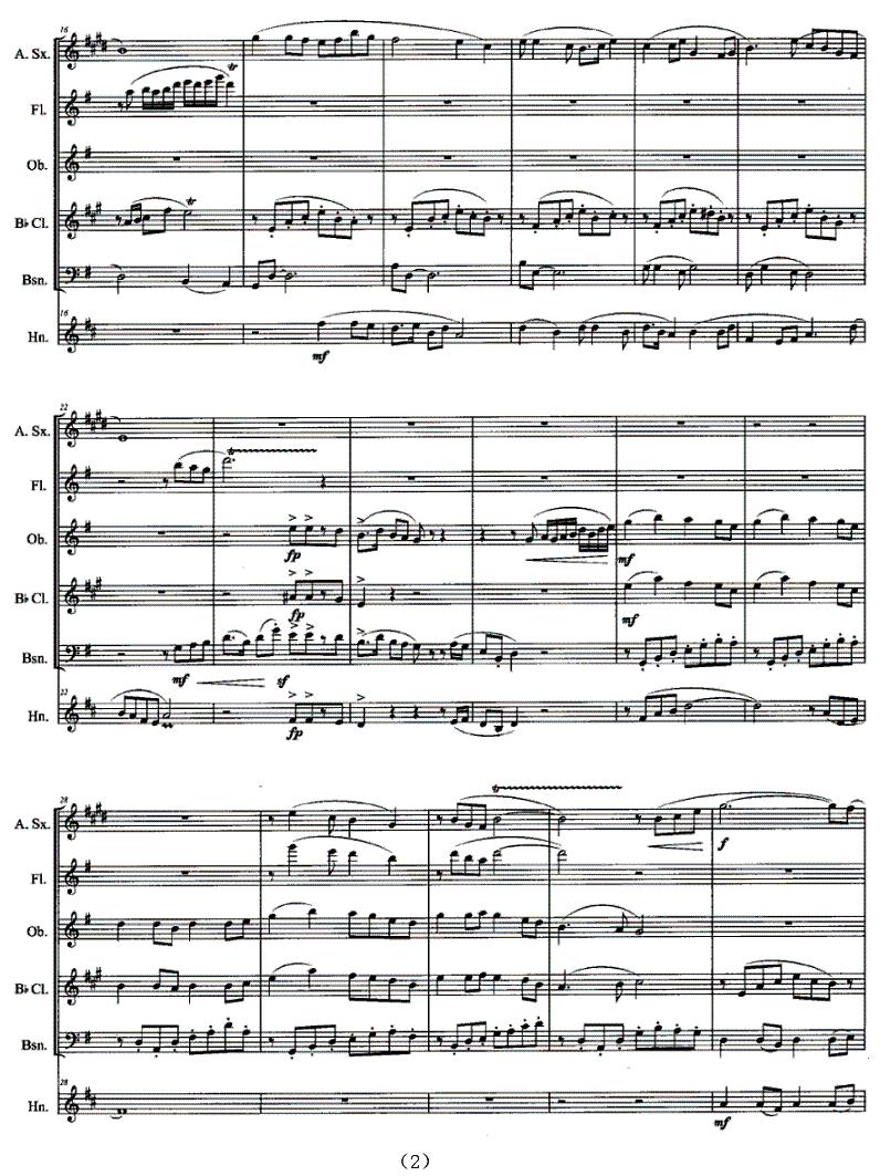 拔根芦柴花（萨克斯与木管五重奏）萨克斯曲谱（图2）