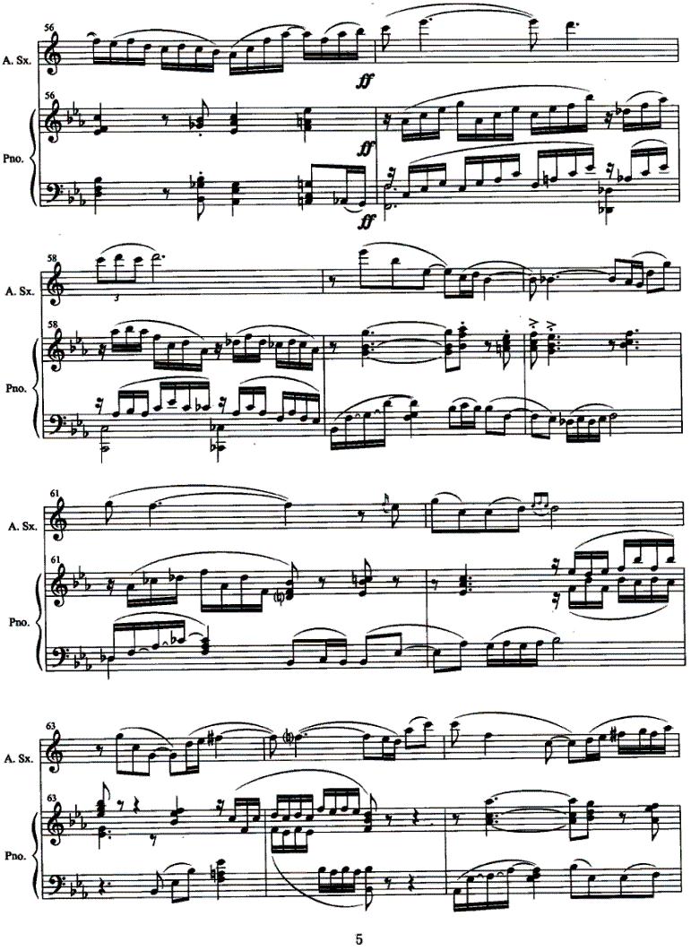 心约（中音萨克斯管+钢琴）萨克斯曲谱（图5）