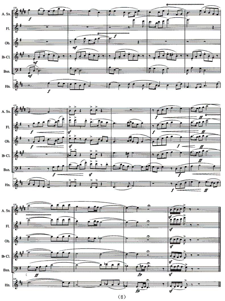 拔根芦柴花（萨克斯与木管五重奏）萨克斯曲谱（图8）