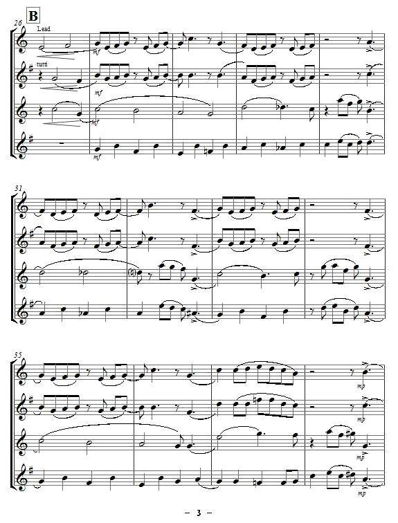 Yellow Jazz（saxophone quartet [四重奏]）萨克斯曲谱（图3）