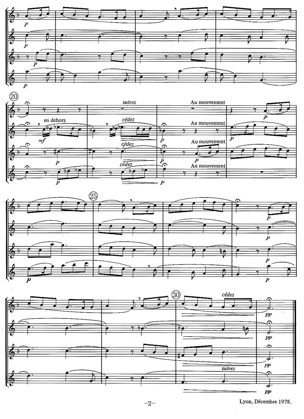 jean Bouvard 编写的6首萨克斯四重奏之四萨克斯曲谱（图2）