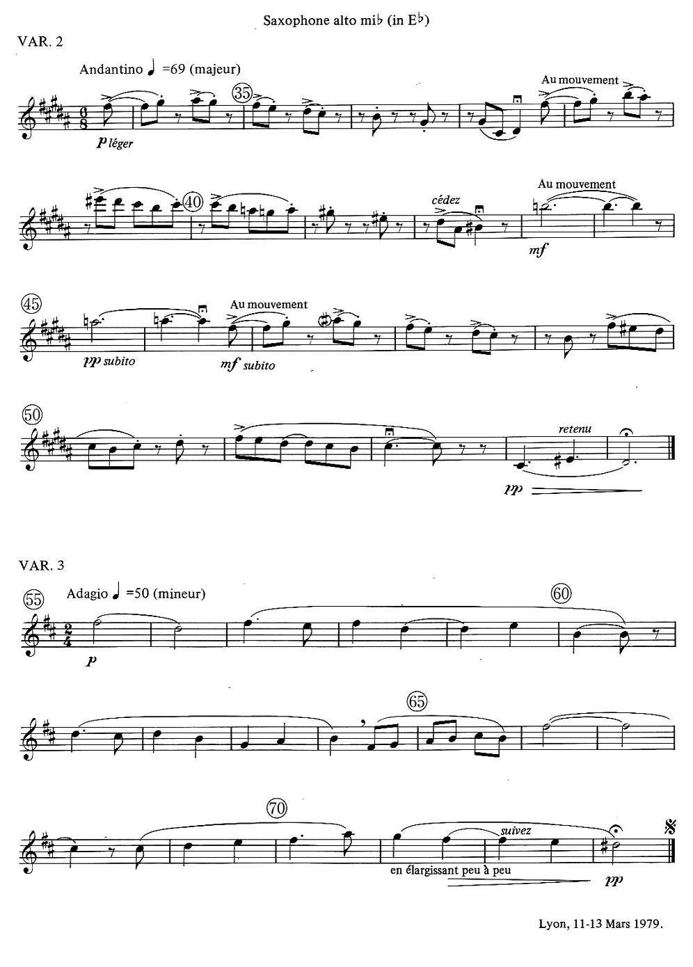 jean Bouvard 编写的6首萨克斯四重奏（中音萨克斯分谱）萨克斯曲谱（图3）