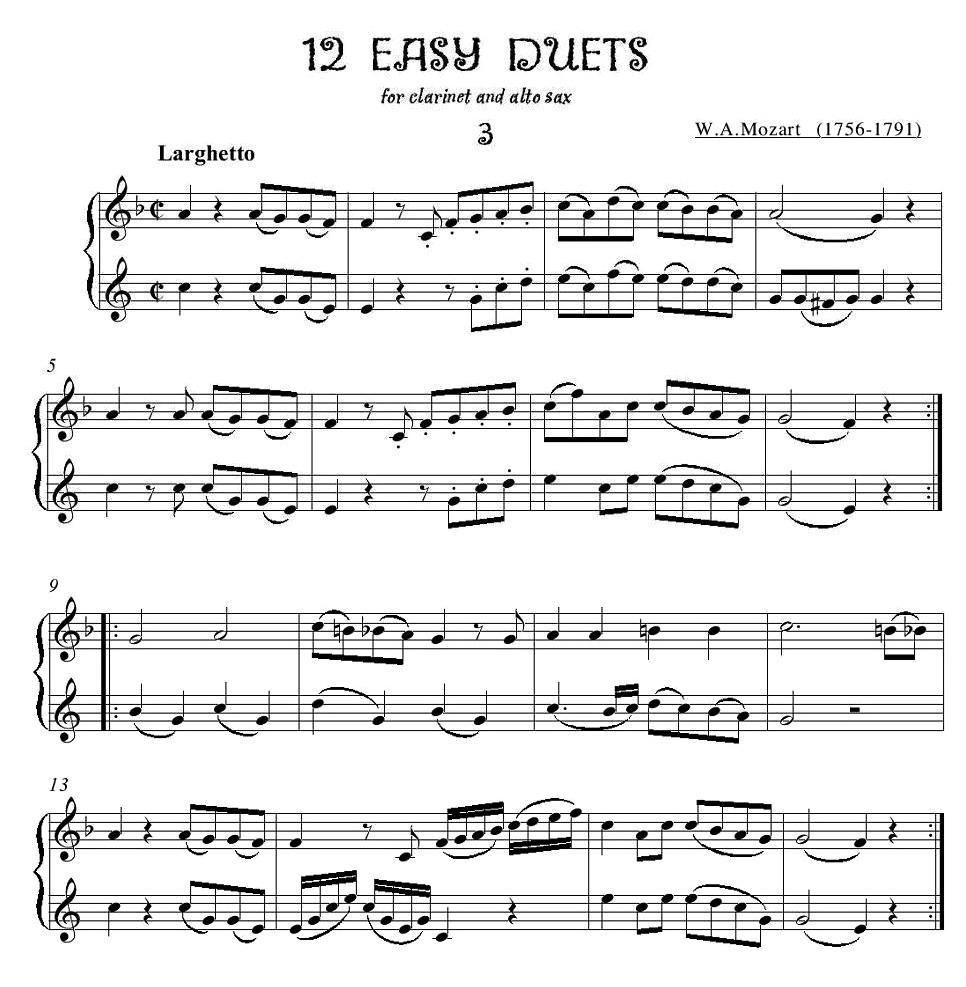 12首单簧管萨克斯重奏之三萨克斯曲谱（图1）