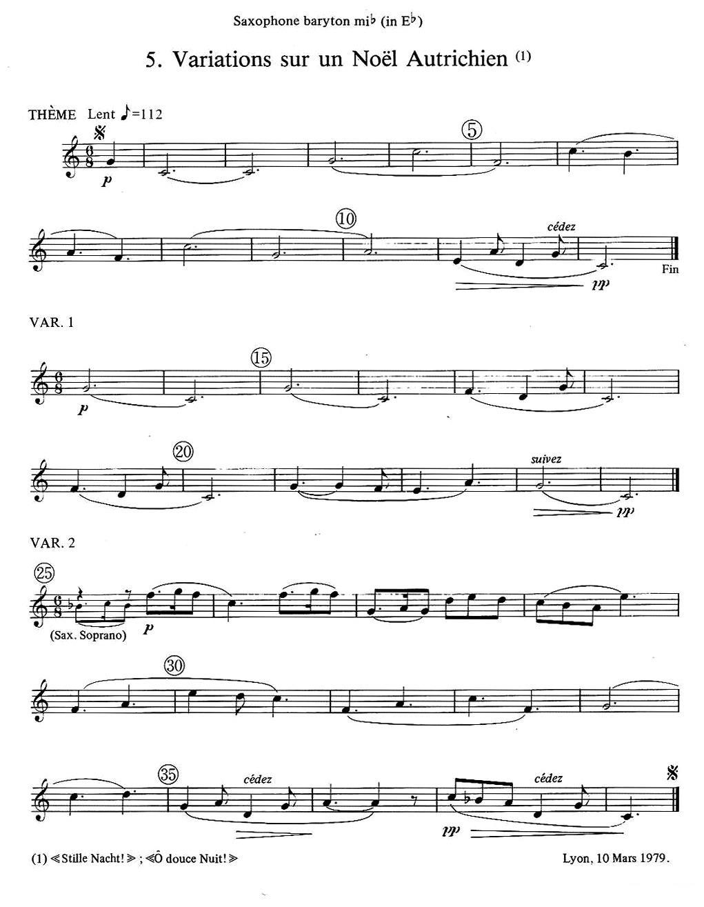 jean Bouvard 编写的6首萨克斯四重奏（低音萨克斯分谱）萨克斯曲谱（图5）