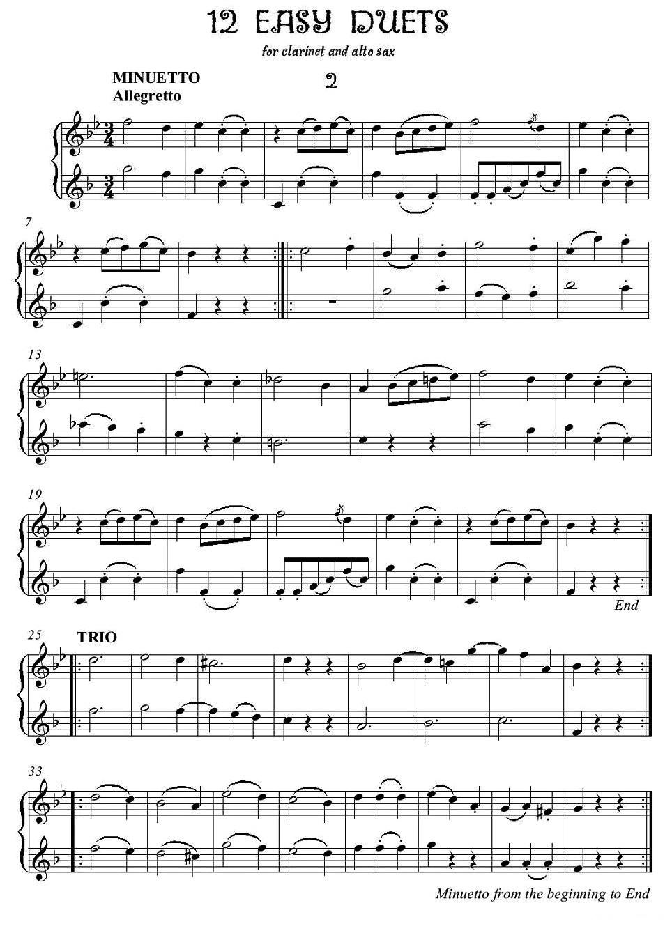 12首单簧管萨克斯重奏之二萨克斯曲谱（图1）