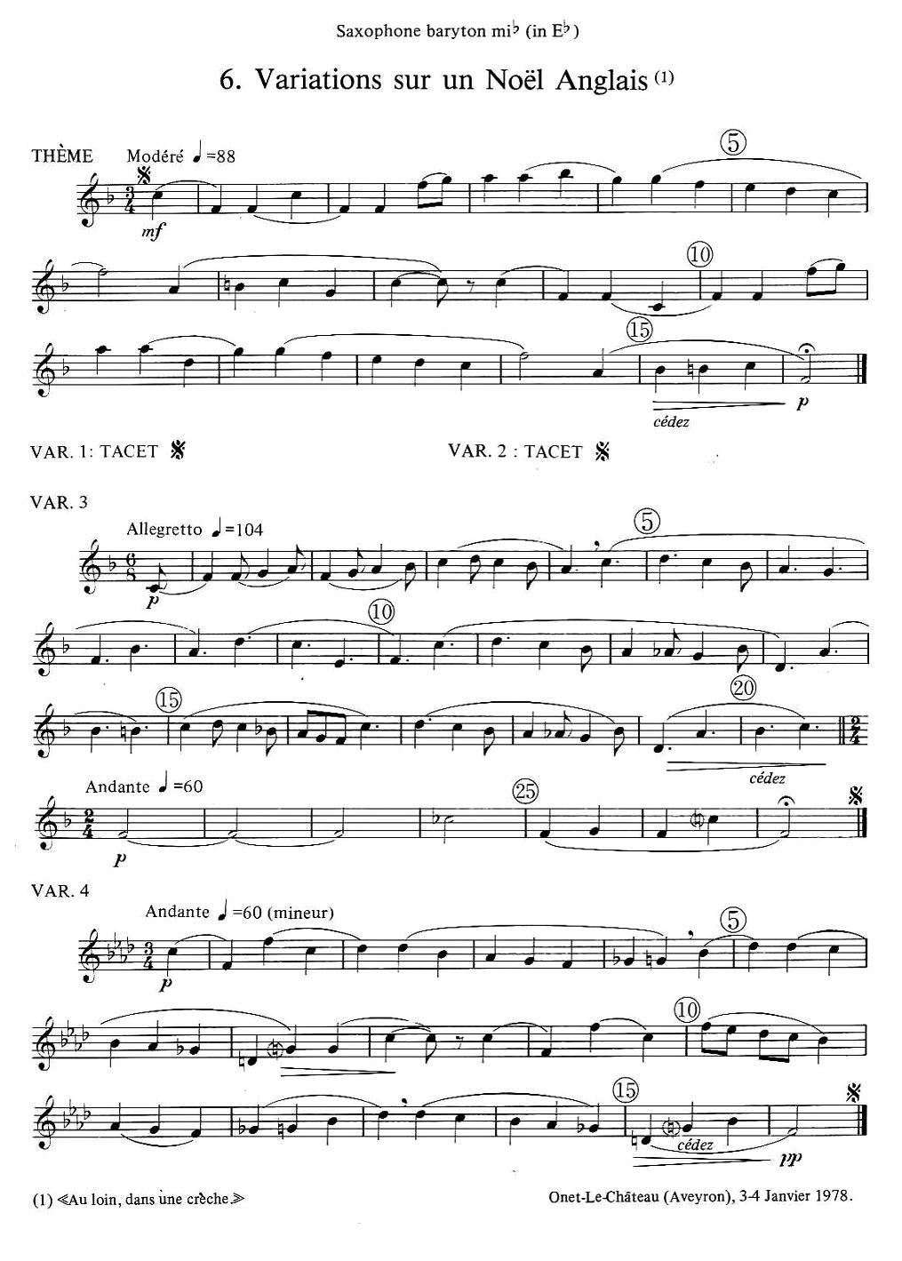 jean Bouvard 编写的6首萨克斯四重奏（低音萨克斯分谱）萨克斯曲谱（图6）