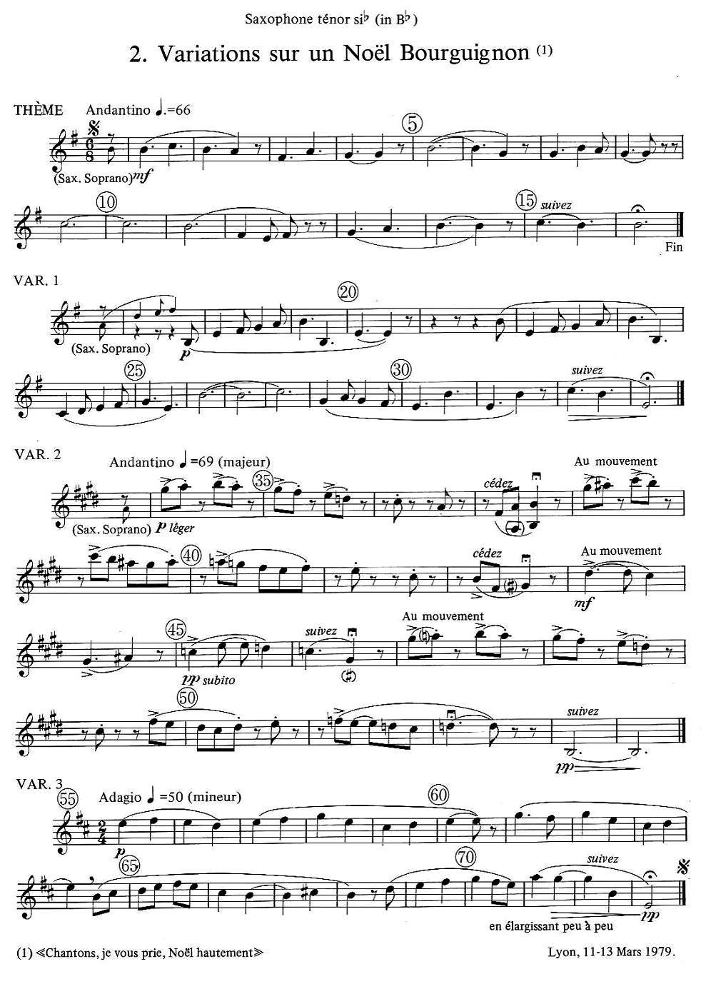 jean Bouvard 编写的6首萨克斯四重奏（次中音萨克斯分谱）萨克斯曲谱（图2）
