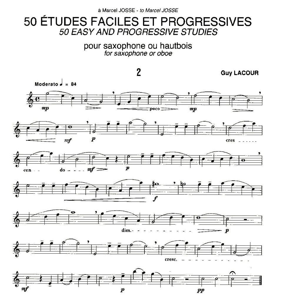 Guy Lacour 50 首萨克斯练习曲之二萨克斯曲谱（图1）