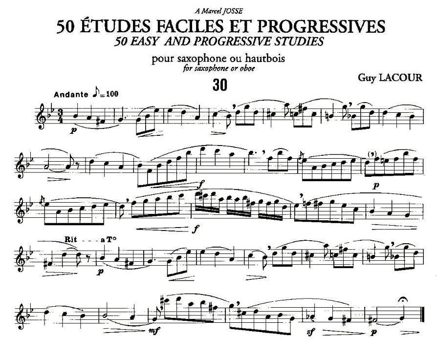 Guy Lacour 50 首萨克斯练习曲之30萨克斯曲谱（图1）