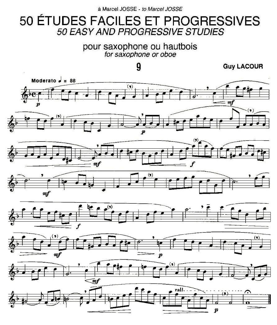 Guy Lacour 50 首萨克斯练习曲之九萨克斯曲谱（图1）