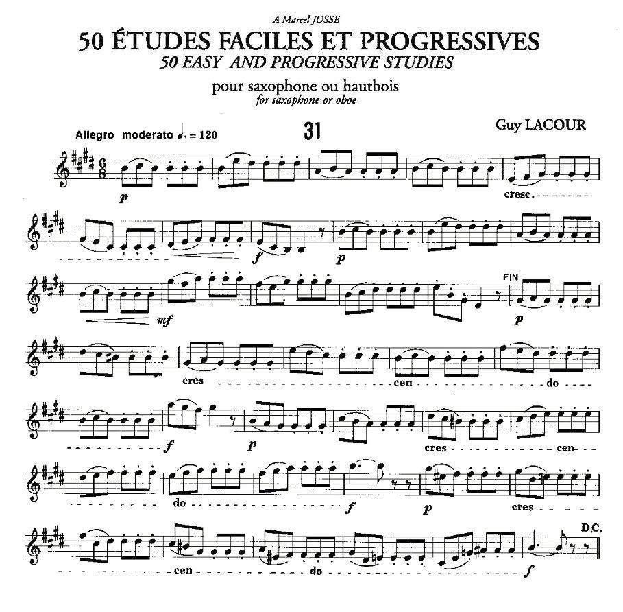 Guy Lacour 50 首萨克斯练习曲之31萨克斯曲谱（图1）