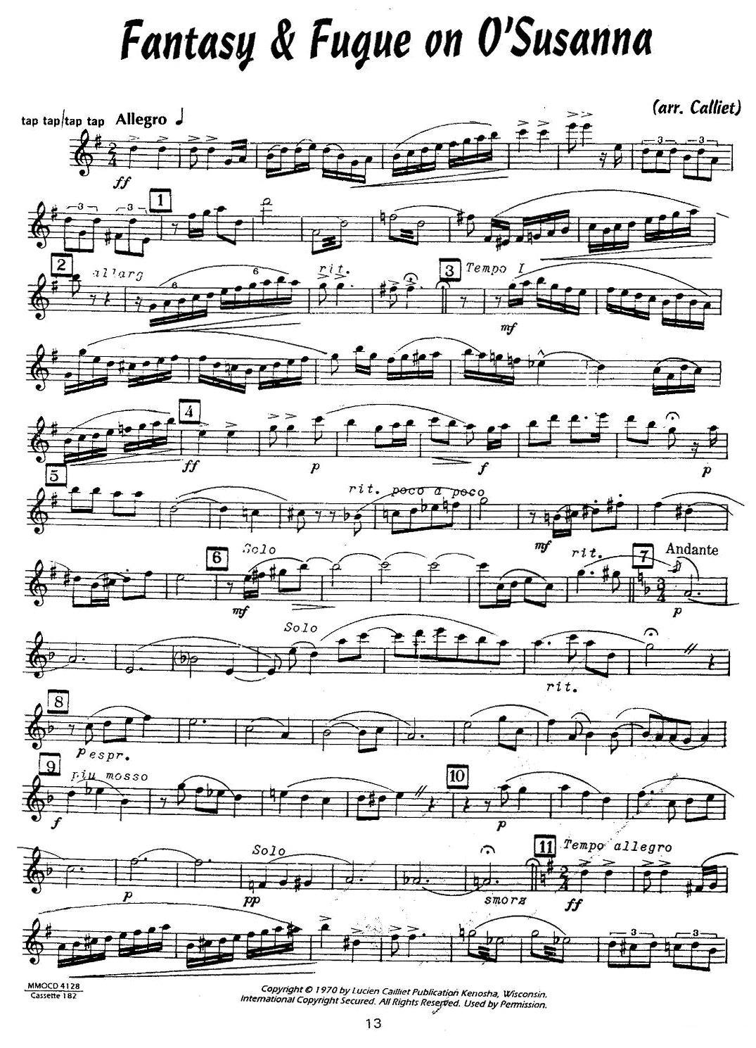 赋格曲-苏珊娜（四重奏 alto —中音萨克斯分谱）萨克斯曲谱（图1）
