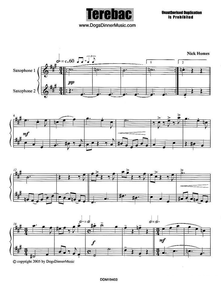 Terebac（二重奏）萨克斯曲谱（图1）