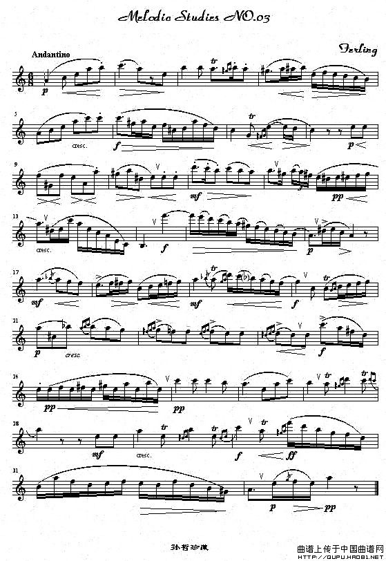 四十八首旋律练习曲之三萨克斯曲谱（图1）