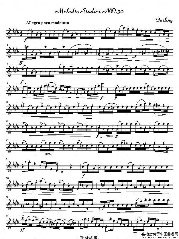 四十八首旋律练习曲之三十萨克斯曲谱（图1）