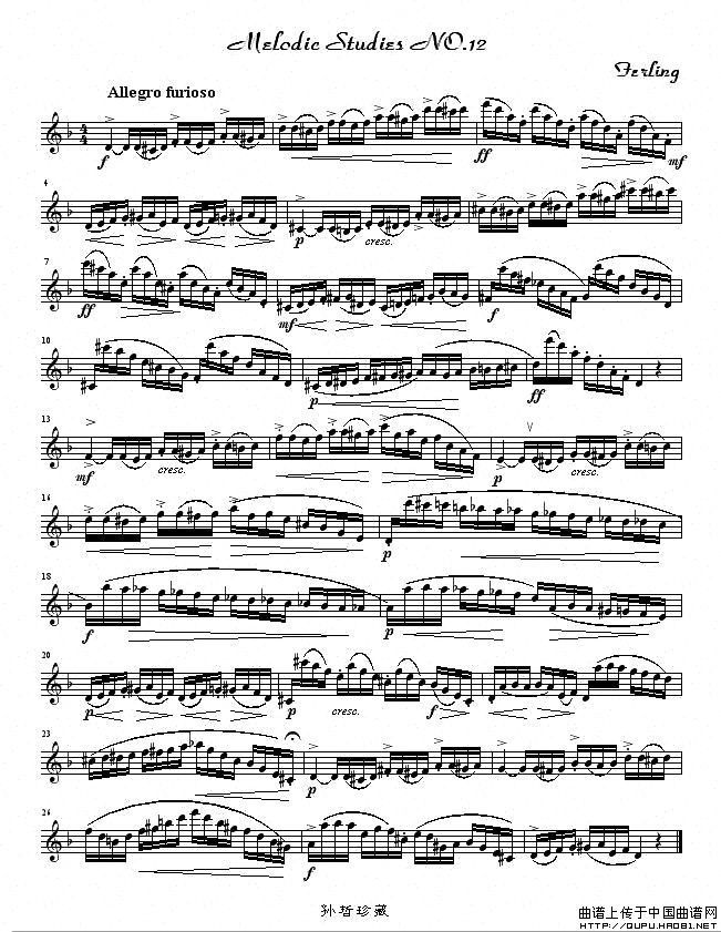 四十八首旋律练习曲之十二萨克斯曲谱（图1）