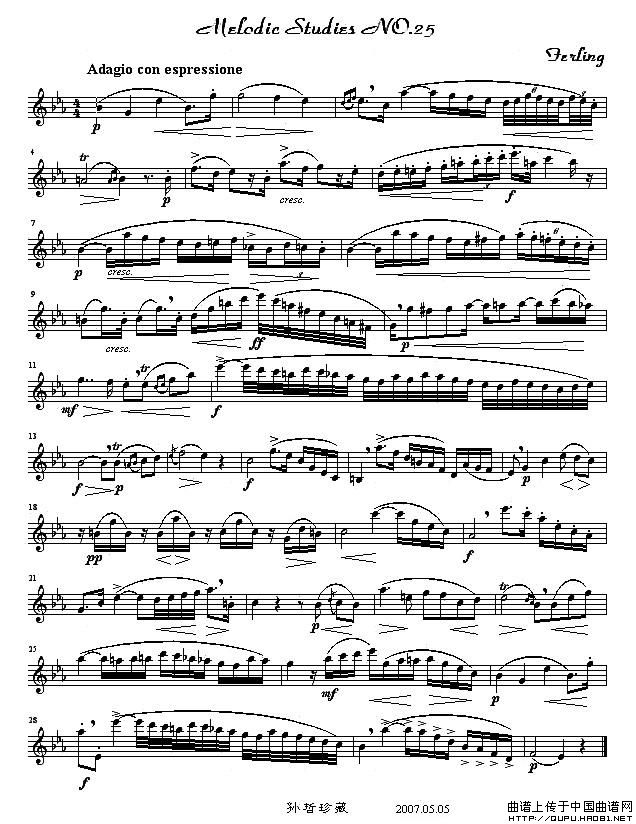 四十八首旋律练习曲之二十五萨克斯曲谱（图1）