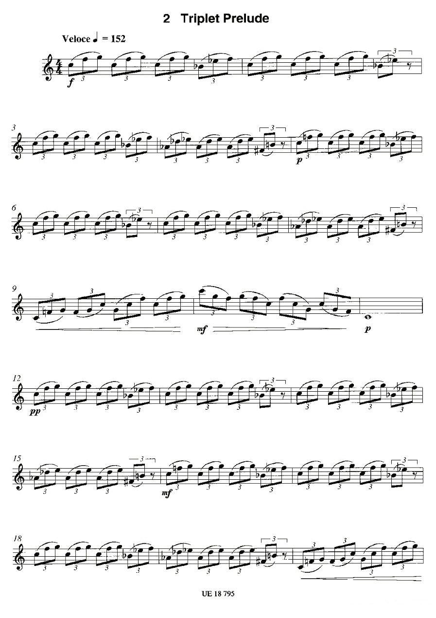 Triplet Prelude（12首现代风格练习曲之2）萨克斯曲谱（图1）