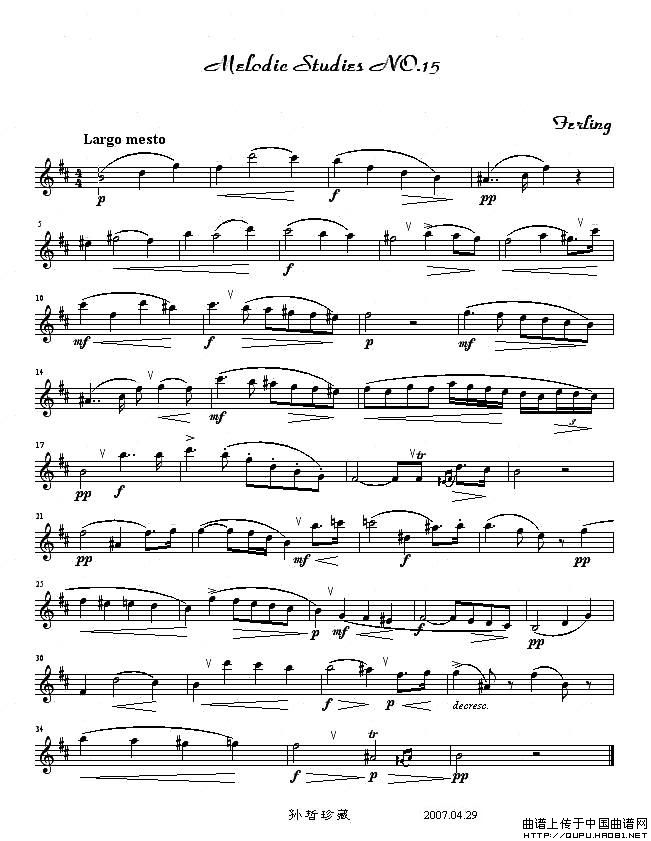 四十八首旋律练习曲之十五萨克斯曲谱（图1）