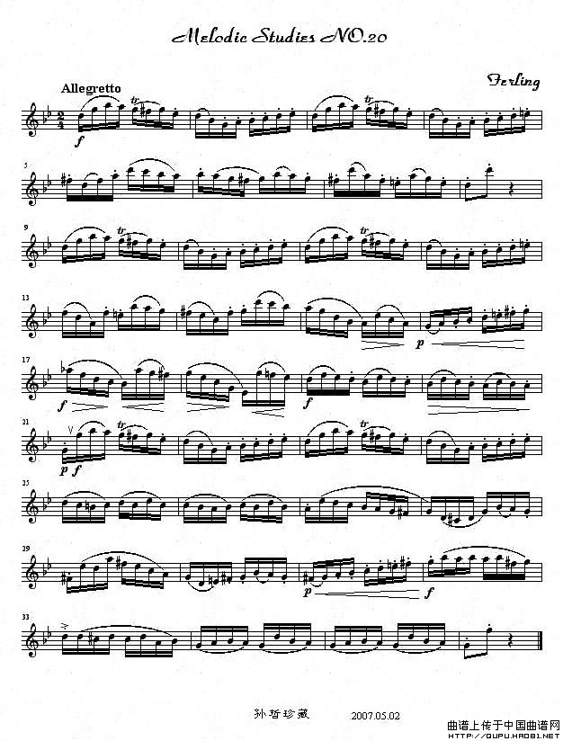 四十八首旋律练习曲之二十萨克斯曲谱（图1）