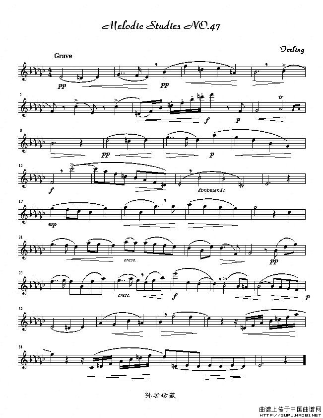 四十八首旋律练习曲之四十七萨克斯曲谱（图1）