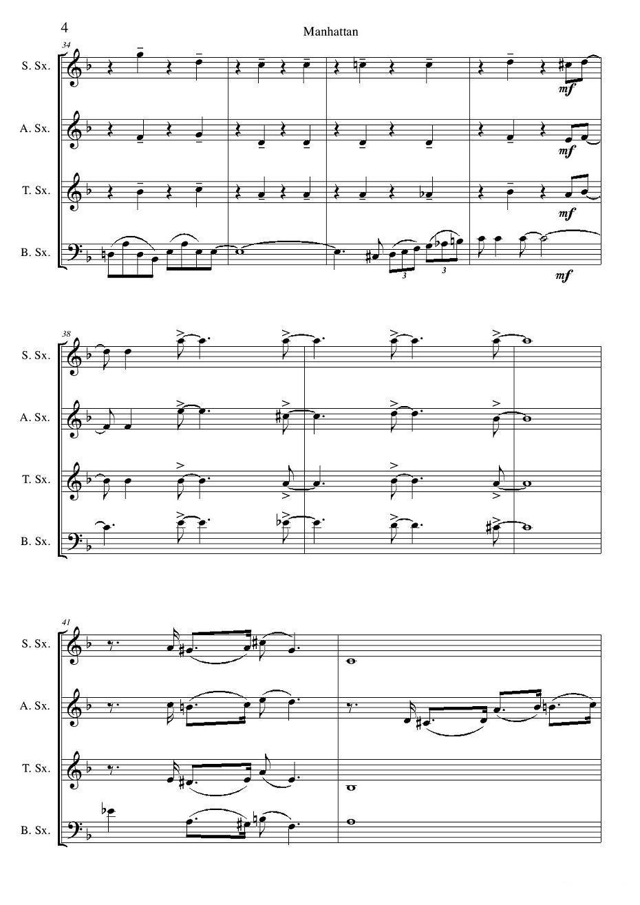 Manhattan score（四重奏）萨克斯曲谱（图4）