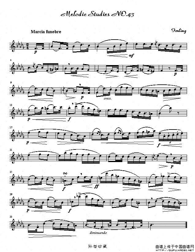 四十八首旋律练习曲之四十三萨克斯曲谱（图1）