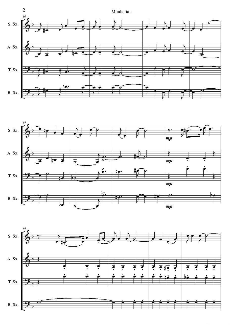 Manhattan score（四重奏）萨克斯曲谱（图2）