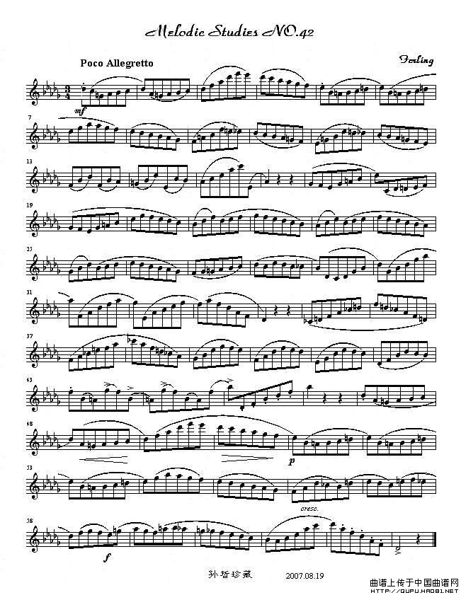 四十八首旋律练习曲之四十二萨克斯曲谱（图1）