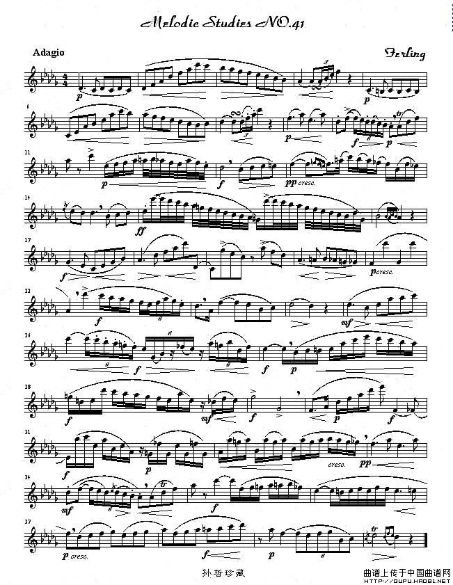 四十八首旋律练习曲之四十一萨克斯曲谱（图1）