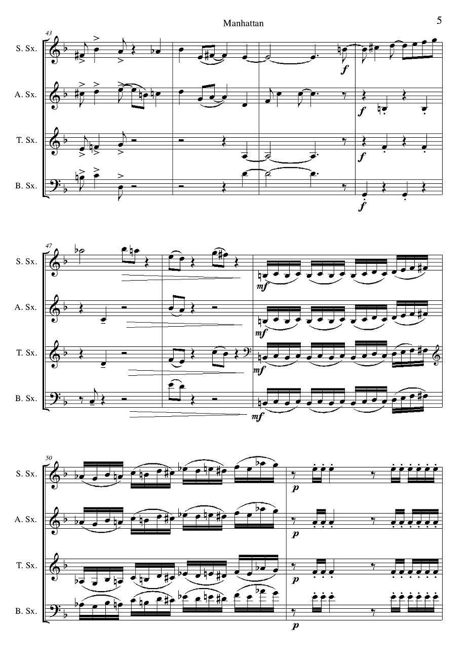 Manhattan score（四重奏）萨克斯曲谱（图5）