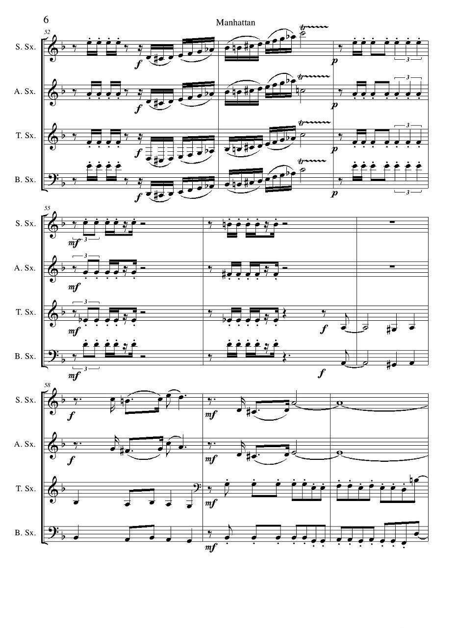 Manhattan score（四重奏）萨克斯曲谱（图6）